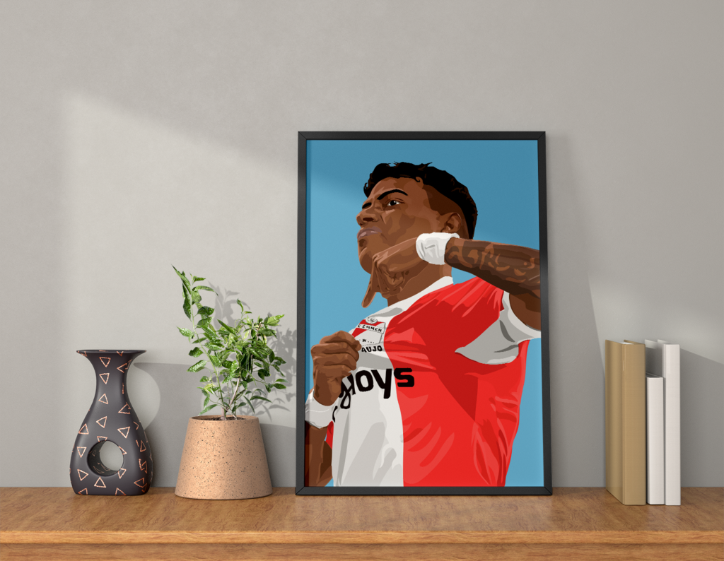 Miguel Araujo poster in een lijst als kunst aan de muur