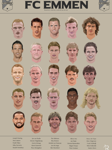 FC Emmen poster met 25 clubhelden en iconen
