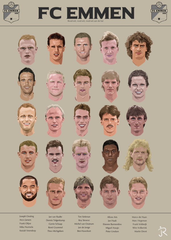 FC Emmen poster met 25 clubhelden en iconen
