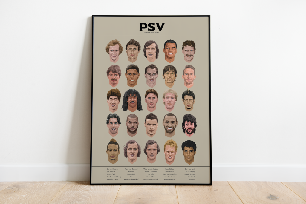 PSV poster met 25 Legends en iconen in een lijst