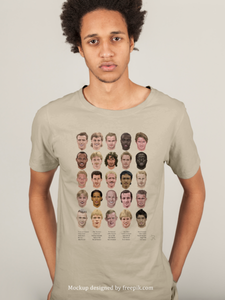 FC Groningen shirt met getekende portretten van 25 clubhelden en iconen