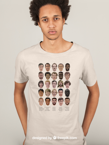 Feyenoord Legends shirt met 25 getekende portretten van Feyenoord helden en iconen